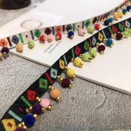 1cm手工钉珠织带 DIY 民族风古装花边 服装箱包窗帘辅料配件花边