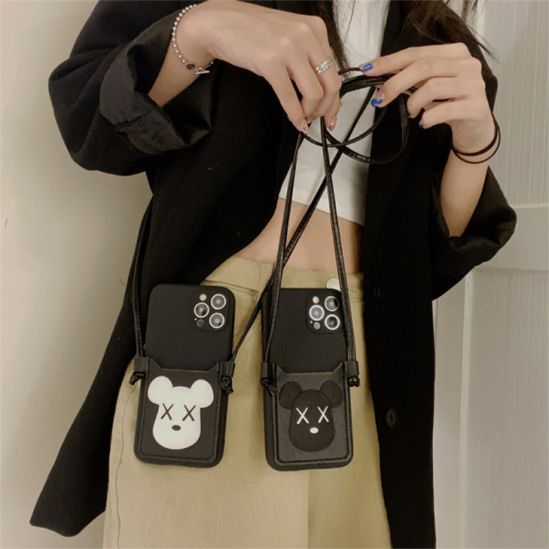 Apple 17 Mobile Phone Case Suitable for Iphone13/12 Pure Color Xs/Xr Crossbody 8P Wallet 14Pro Bear 15
