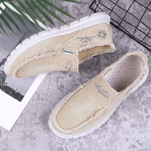 Summer New Style Fashion Bum Canvas Shoes Men Breathable Casual Old Beijing Cloth Shoes Lazy One-Piece Work Shoes