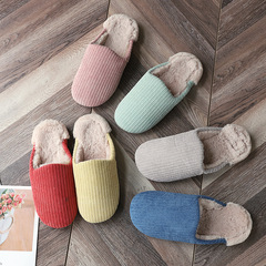 Round-head indoor autumn and winter home cotton slippers for women and couples, home cotton shoes for men, non-slip warm plush slippers manufacturer
