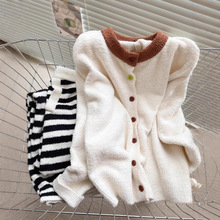 秋冬季韩系半边绒睡衣童装冬季2014加厚保暖家居服套装