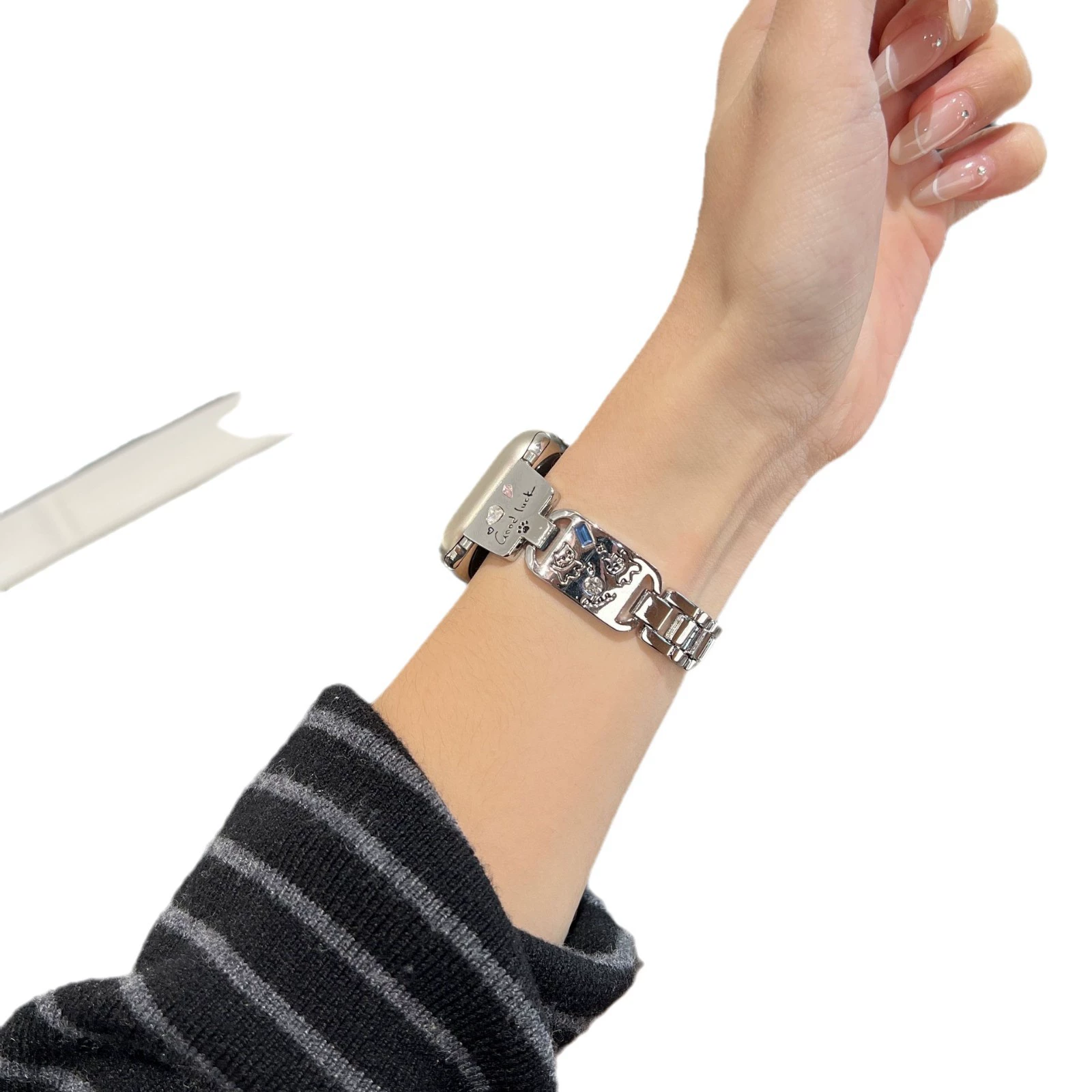 Подходящее для applewatch10 ремешок для Apple Watch iwatch987SE милый котёнок металлический Xiaomi 89pro