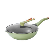 麦饭石不粘锅无涂层锅多功能炒菜锅无烟锅电磁炉燃气通用厨房蒸锅