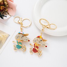 生肖动物小狗水钻钥匙扣小挂件小饰品配件亚马逊跨境爆款钥匙链