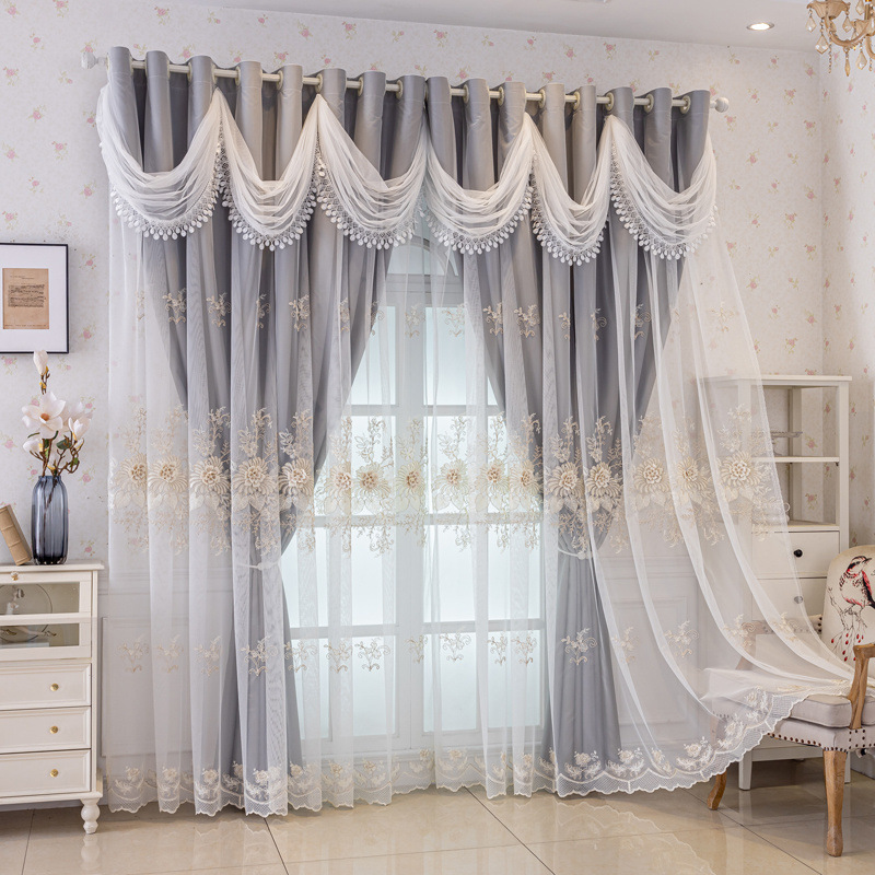 Nuevas cortinas europeas 2025 tela de sombra en relieve en una sala de estar de doble capa dormitorio bordado princesa viento