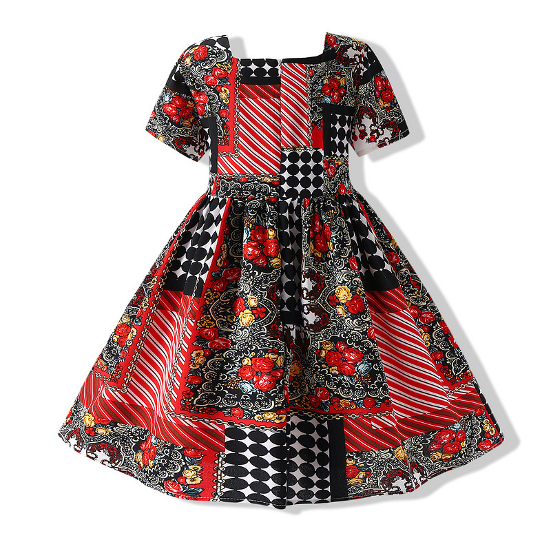 Summer New Girl Flower Polka Dot Princess Dress European And American Trendy Children's Digital Printing Dress Dress