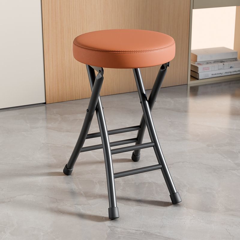 [두꺼운쿠션] 블랙 프레임 라이트 브라운 표면 접이식 스툴