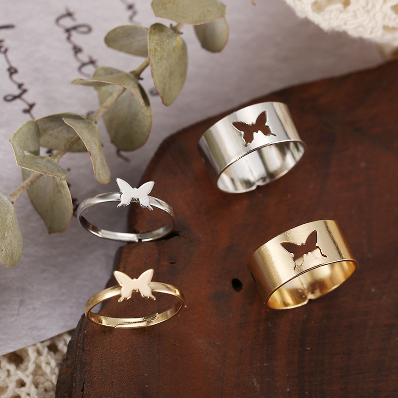 Fashion Butterfly Alloy Plating Couple Rings display picture 5