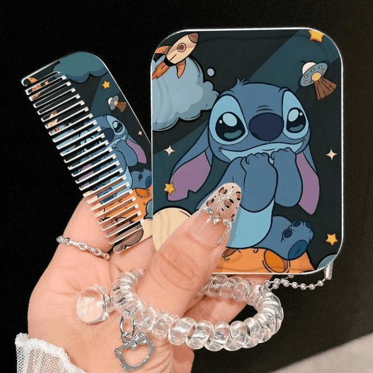 Cute gato pequeño espejo de dibujos animados espejo de maquillaje portátil alto valor facial estudiante de mano plegable espejo de maquillaje mujer