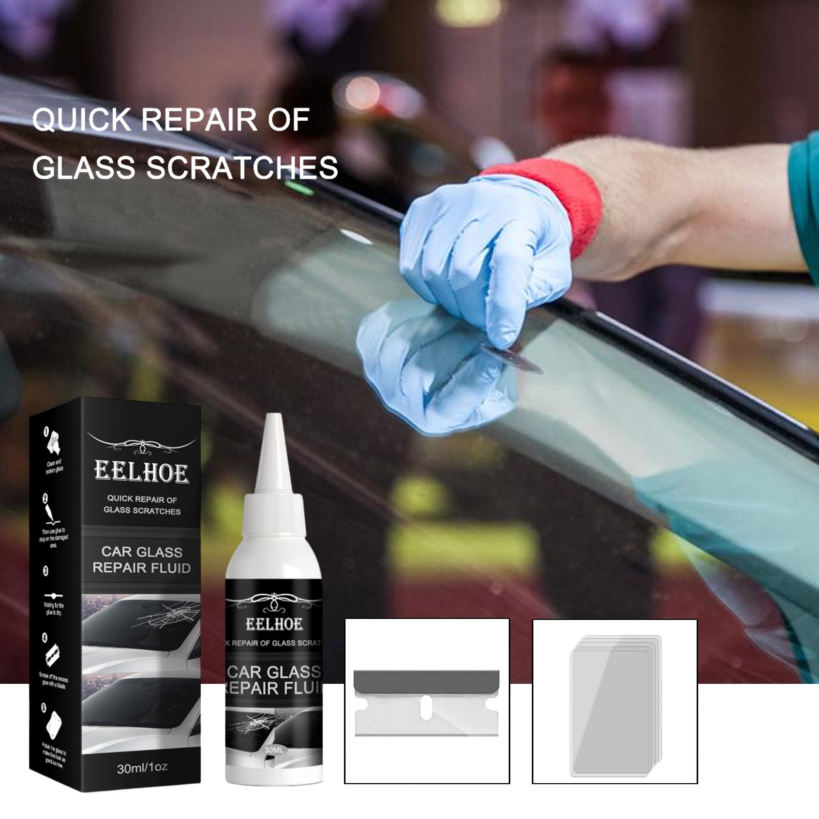Eelhoe Car Glass Repair Glue Windshield Crack Repair Adhesive Glass Repair Glue
