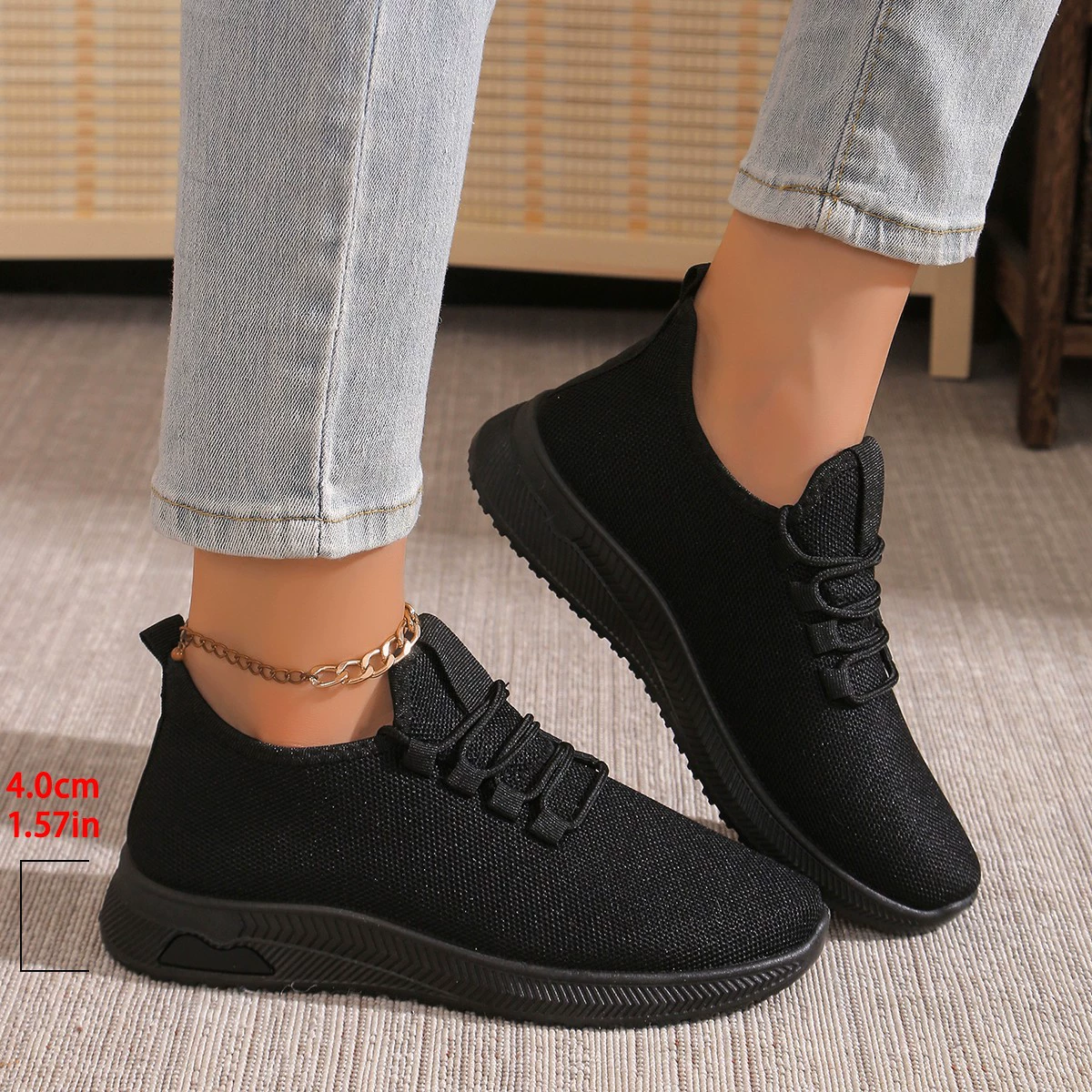Все черные туфли для мамы на работе 2024 весна и осень новые дикие повседневные женские кроссовки кроссовки с мягкой подошвой повседневные туфли