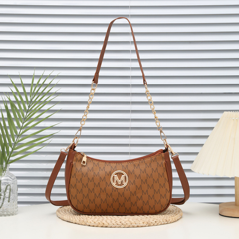 Europa y América letras retro impresión bolso de brazo personalidad M bolso de hombro de moda cadena bolso portátil