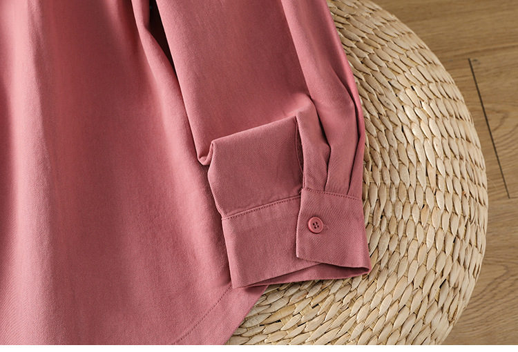 Giacca a camicia da donna in cotone con colletto maniche lunghe_voghion.com
