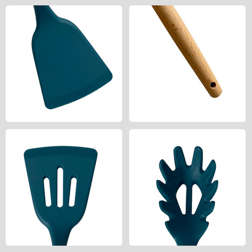 Cross-border silicone spatula and spoon 12-piece set non-stick silicone spatula food grade silicone kitchenware set wholesale