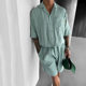 2024 Summer Casual Lasel Pocket Design Loose Short-sleeved Shirt Half Shorts Men's Two-piece suit