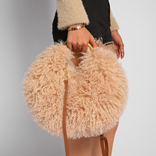 25�羳�¿�Ůʽë�q���������ëб��A��fuzzy fur bag 51216