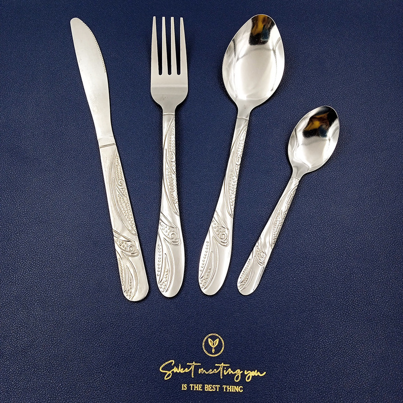 Colombian Western Cutlery Knife Fork Spoon Kit Cheap Water Throw Stainless Steel Tableware Export Factory Supply