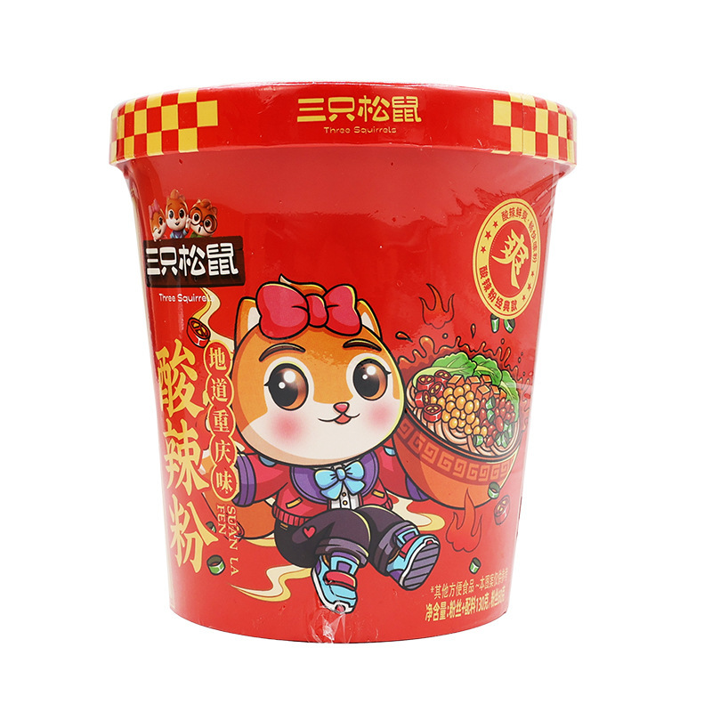 三只松鼠酸辣粉130g桶装冲泡方便速食重庆桶装特产包邮