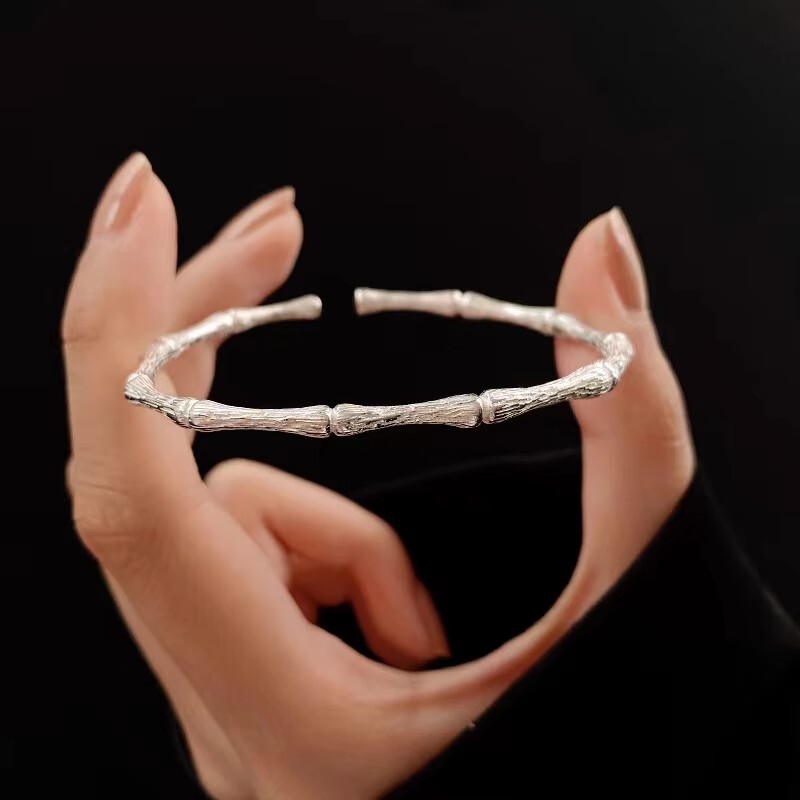 Bamboo bracelet ins niche design high-grade national style bracelet opening adjustable bracelet 2023 new bracelet
