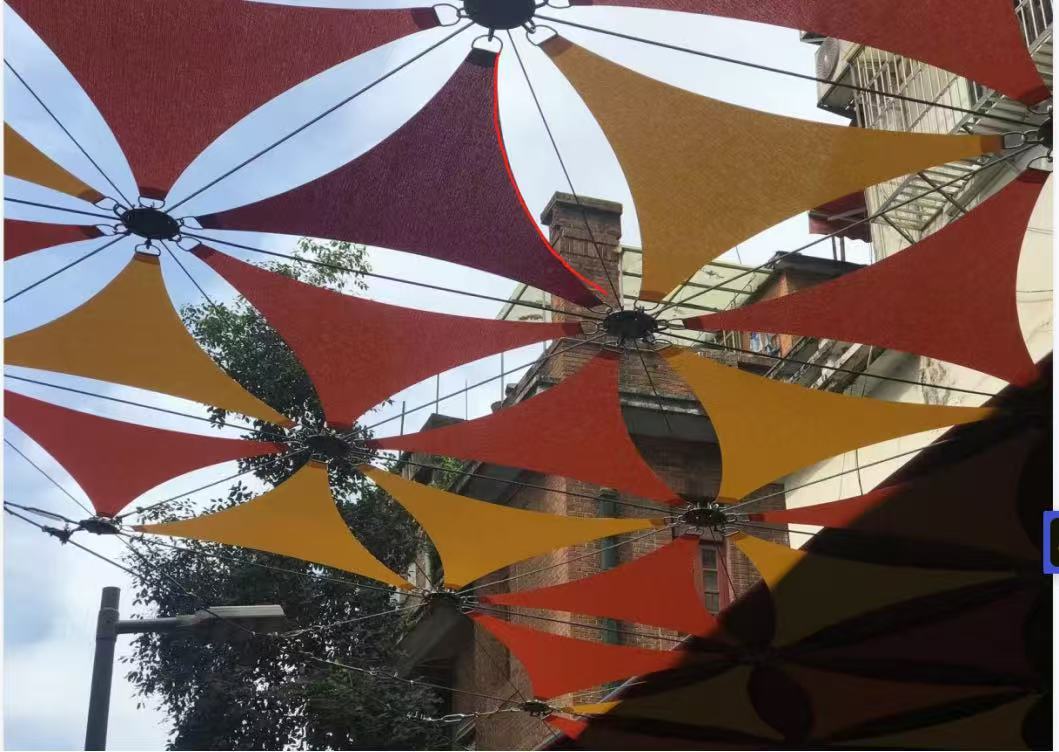 Triangular canopy sunshade sail, rainproof and sunproof, outdoor artistic canopy for scenic areas and commercial streets, decorative sunshade
