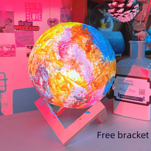 Children's Hand-painted Moon Lamp DIY Hand-painted Material Kit Kindergarten Parent-Child Activity Planet Night Light Toy
