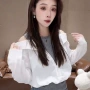 露肩新款春季长袖衬衫