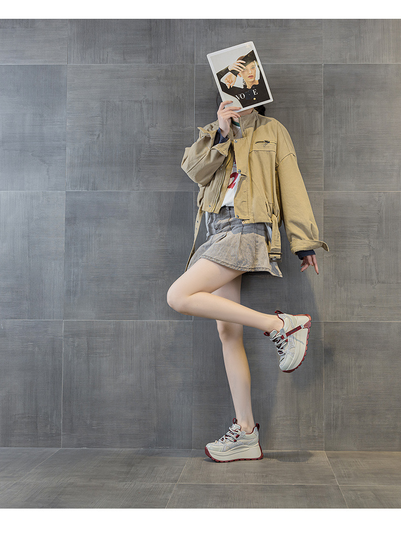 Giày sneaker nữ đế dày phong cách cổ điển phối lưới và da — Vàng lưới 5027-1, Đỏ da 5027, Xám lưới 5027-1, Đỏ lưới 5027-1 chi tiết 24