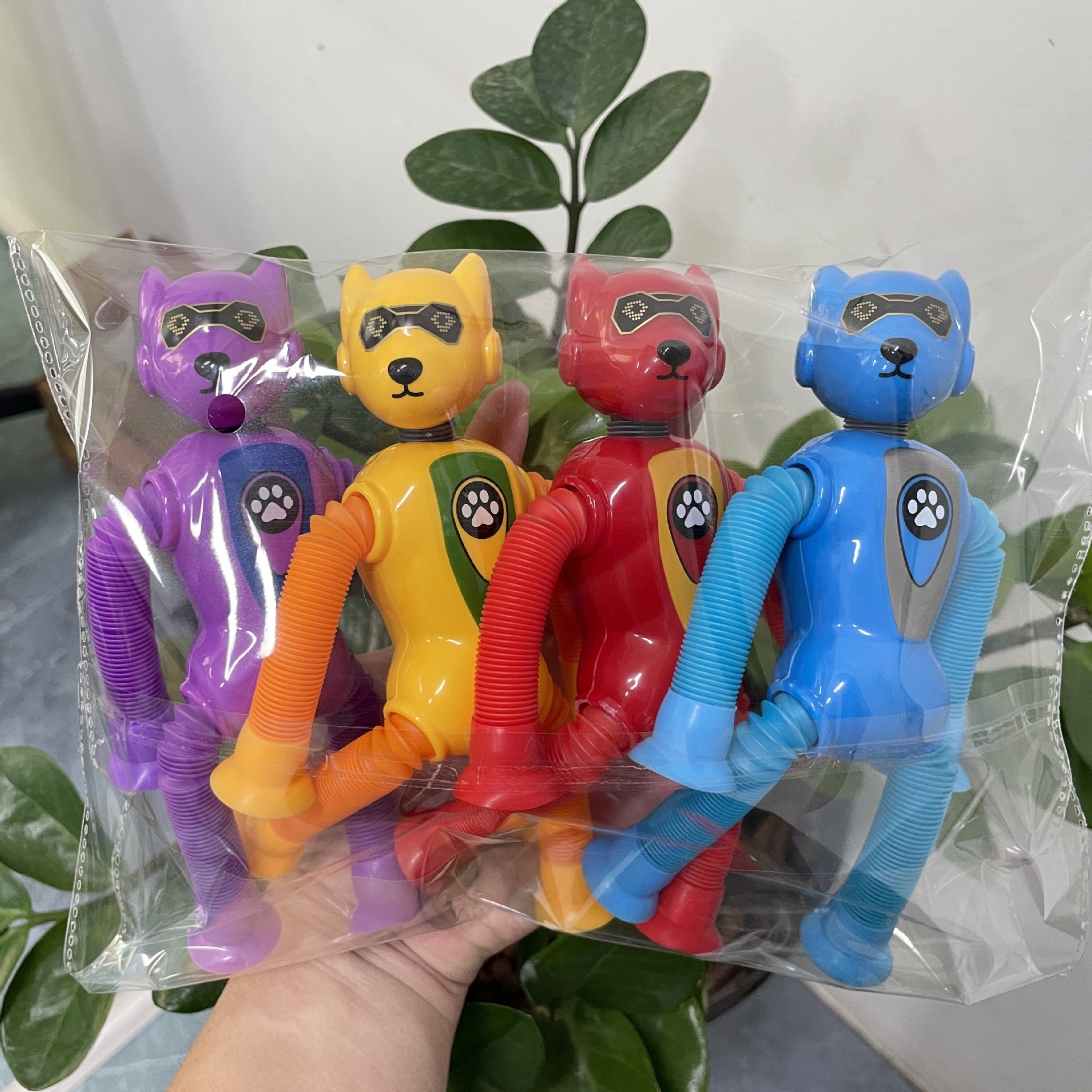 Transfronterizo robot flexible tubo telescópico niño puzzle dibujos animados estirados ventosa interacción padre-hijo creativo juguete descompresión