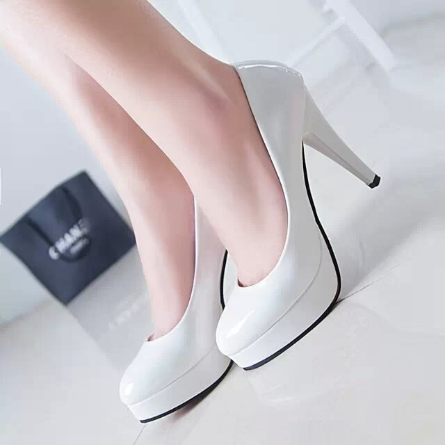 2025 Spring and Autumn New Women's High Heels Pu Leather Platform Thin Heels Professional Ol Work Shoes Wedding Shoes