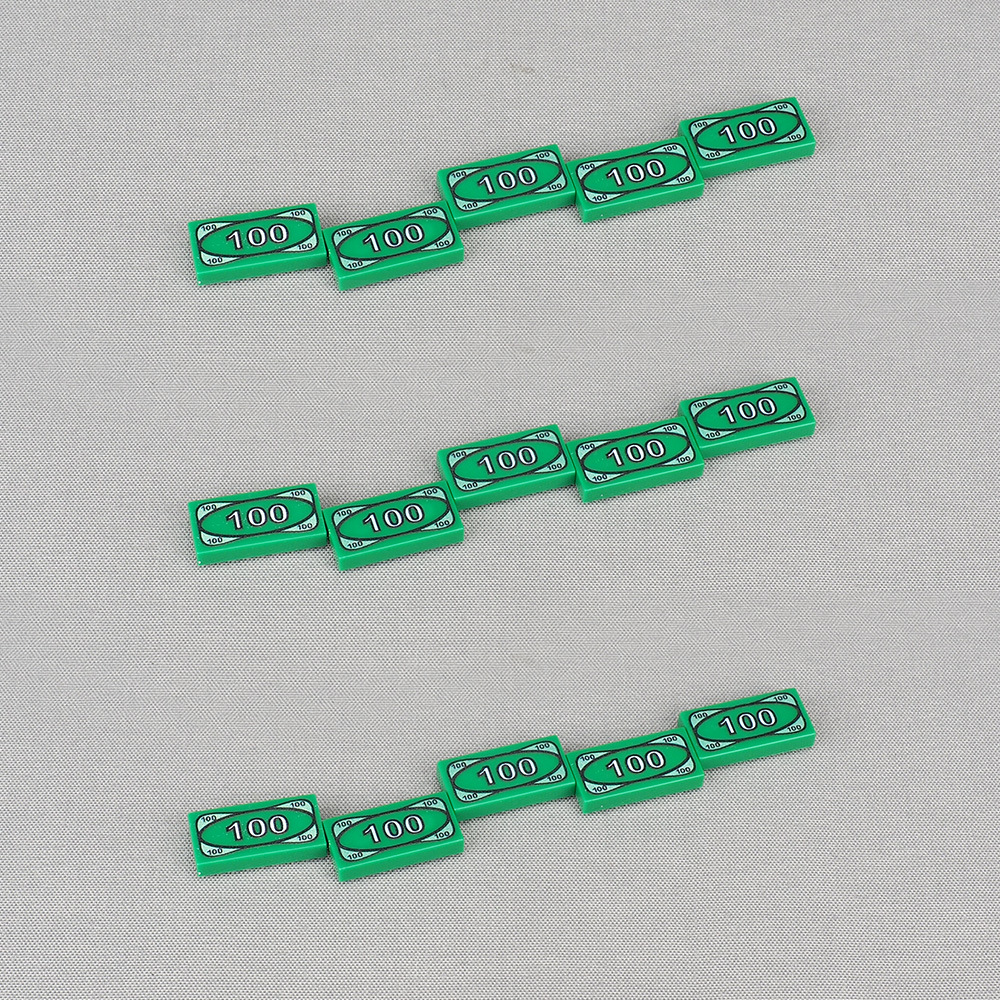 Verde 100 papel moneda billetes patrón 1*2 bloques de construcción 3069 pequeñas partículas escena accesorios modelo compatible con LEGO