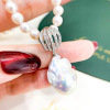 Pendant from pearl jade, necklace, universal lock, silver 925 sample