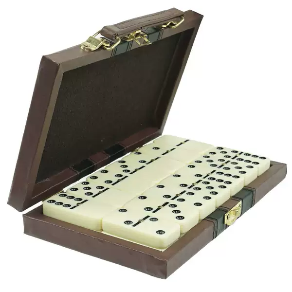 Black color box packaging factory direct large ivory double six domino leather box export cross-border Pai Gow