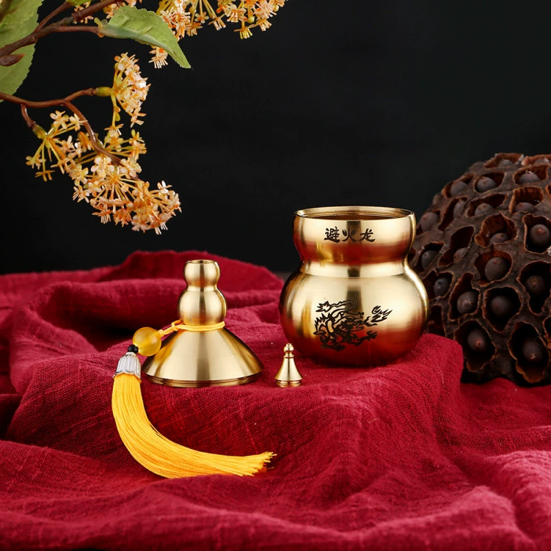 Avoiding fire dragon bottle Bronze roof open lid to relieve fire burning Tianmen male owner with Fluton Feng Shui avoiding fire dragon gourd copper ornaments