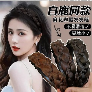 Factory wholesale four-strand art wig headband headwear clip flower braid pure hand-woven high cranial top headband
