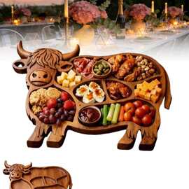 跨境新品Highland Cow Wooden Charcuterie Board高地牛熟食托盘