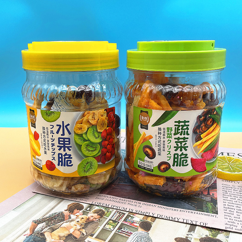 Golden Language Fruit Crisp 200g Vegetable Crisp 218g Bucket Filled Fruit and Vegetable Crisps Net Red Snacks Banana Dried Strawberry