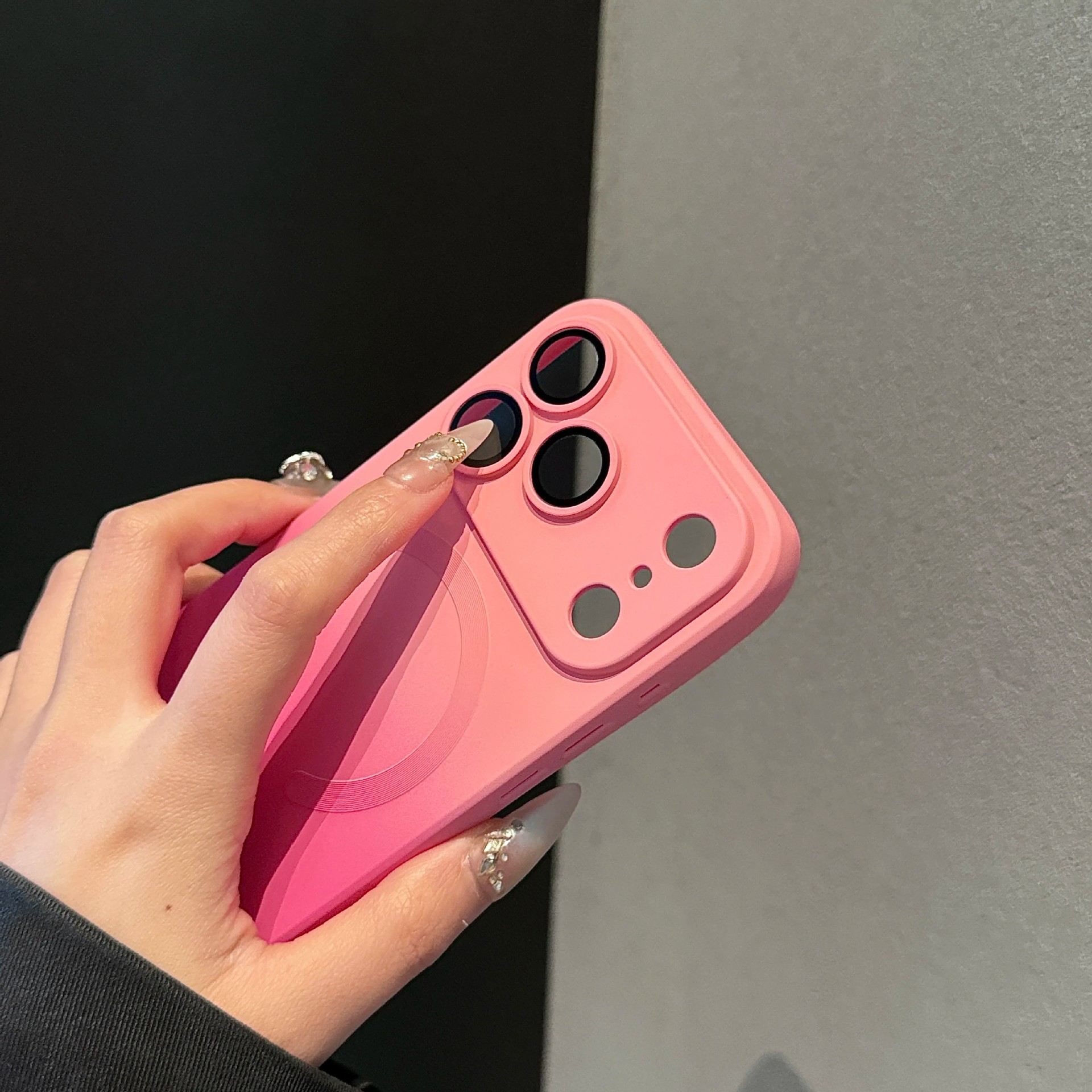 Luxury Gradient Magnetic Phone Case with Built-in Camera Lens Protector & Kickstand for iPhone 17 16 15 14 13 12 Pro Max, Soft Silicone Shockproof Cover