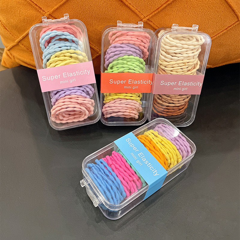 Cuerda de pelo en caja banda de goma para niños trenza de niña no duele pelo banda de pelo de bebé cuerda de pelo de niña de alta elasticidad durable