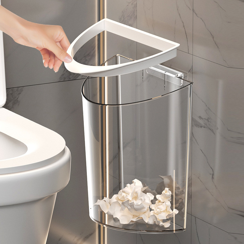 送料無料、トイレ用ゴミ箱、壁掛け式、パンチング不要、粘着テープ、圧力リング、高透明収納ゴミ箱|undefined