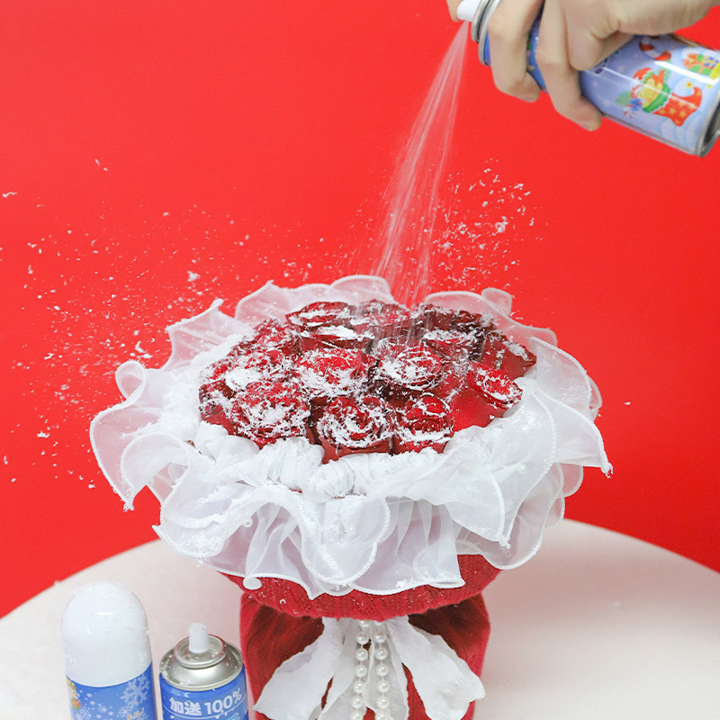Ramo navideño con espuma de nieve artificial blanca, rosas de nieve en aerosol, árbol de dinero, nieve artificial de colores para decoración de escenas. image 3