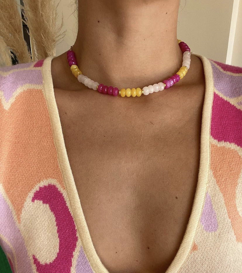 200g Weight Necklace Classification 304 Stainless Steel Chain Material 1 Piece Quantity Casual Occasion natural stone Material Geometric Pattern Women's Gender Sweet Style Beaded Craft 1 Piece Sweet Geometric Natural Stone 304 Stainless Steel Necklace 27