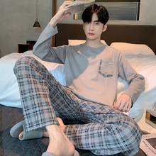 4XL男士莫代尔睡衣春秋季有弹力宽松版加肥加大码长袖套头家居服