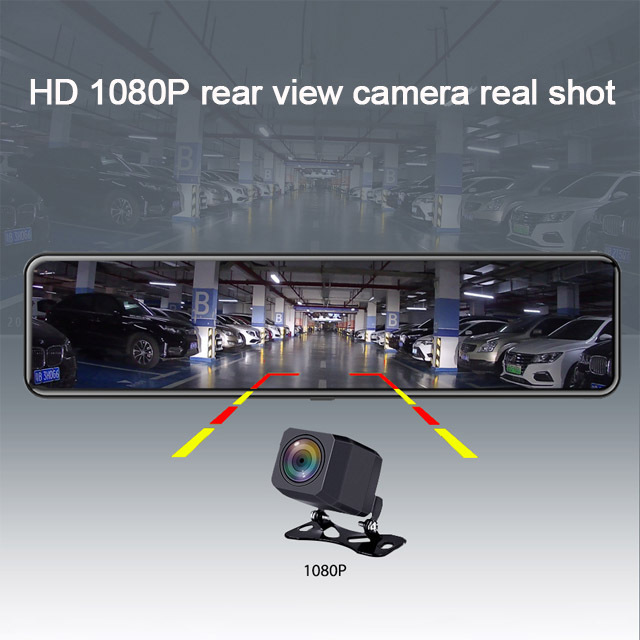 Cross-border 12-inch 4K +1080P front and rear double recording rearview mirror driving recorder with WiFi dash cam