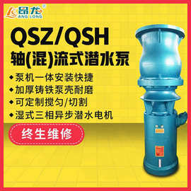 应急防汛大流量水泵 大口径潜水混流泵直销 350QSH-10潜水轴流泵