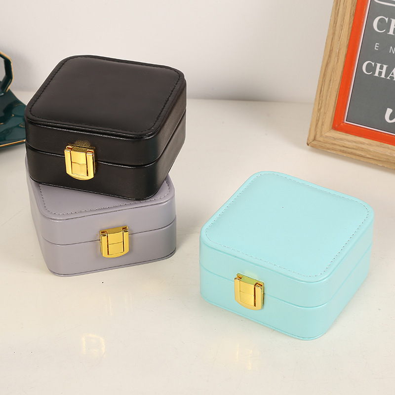 Simple Style Solid Color Pu Leather Jewelry Boxes display picture 4