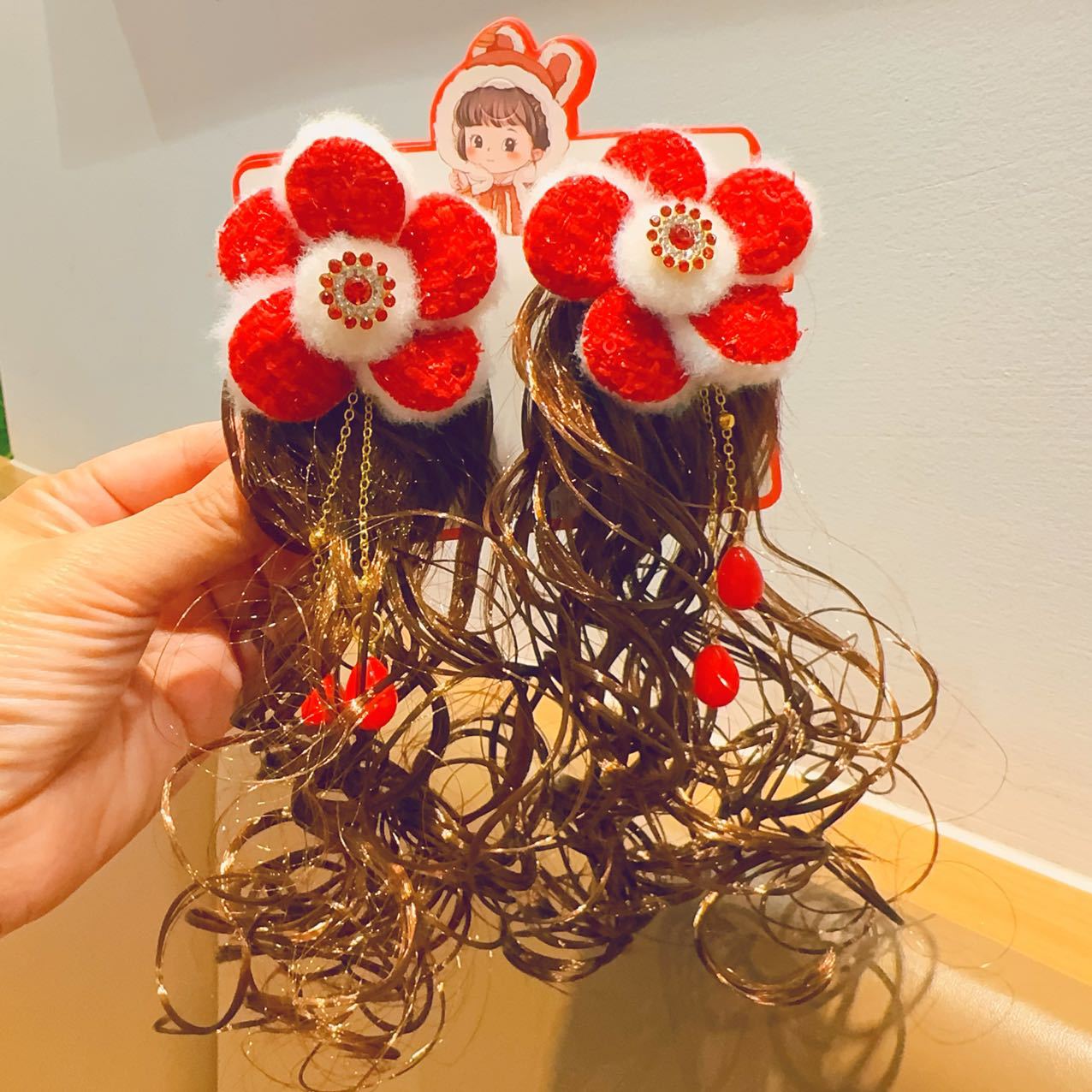 Niños de Año Nuevo clip de cabello Año Nuevo nuevo juego de tarjetas de cabello de Año Nuevo niñas clips de bang rojo clips lateral