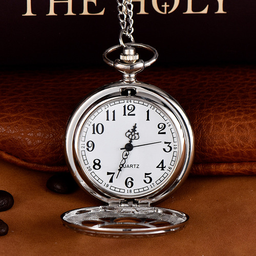 Quartz Large Silver Petal Quartz Pocket Watch, Retro Pocket Watch Wholesale, Factory Wholesale Pocket Watch 8141