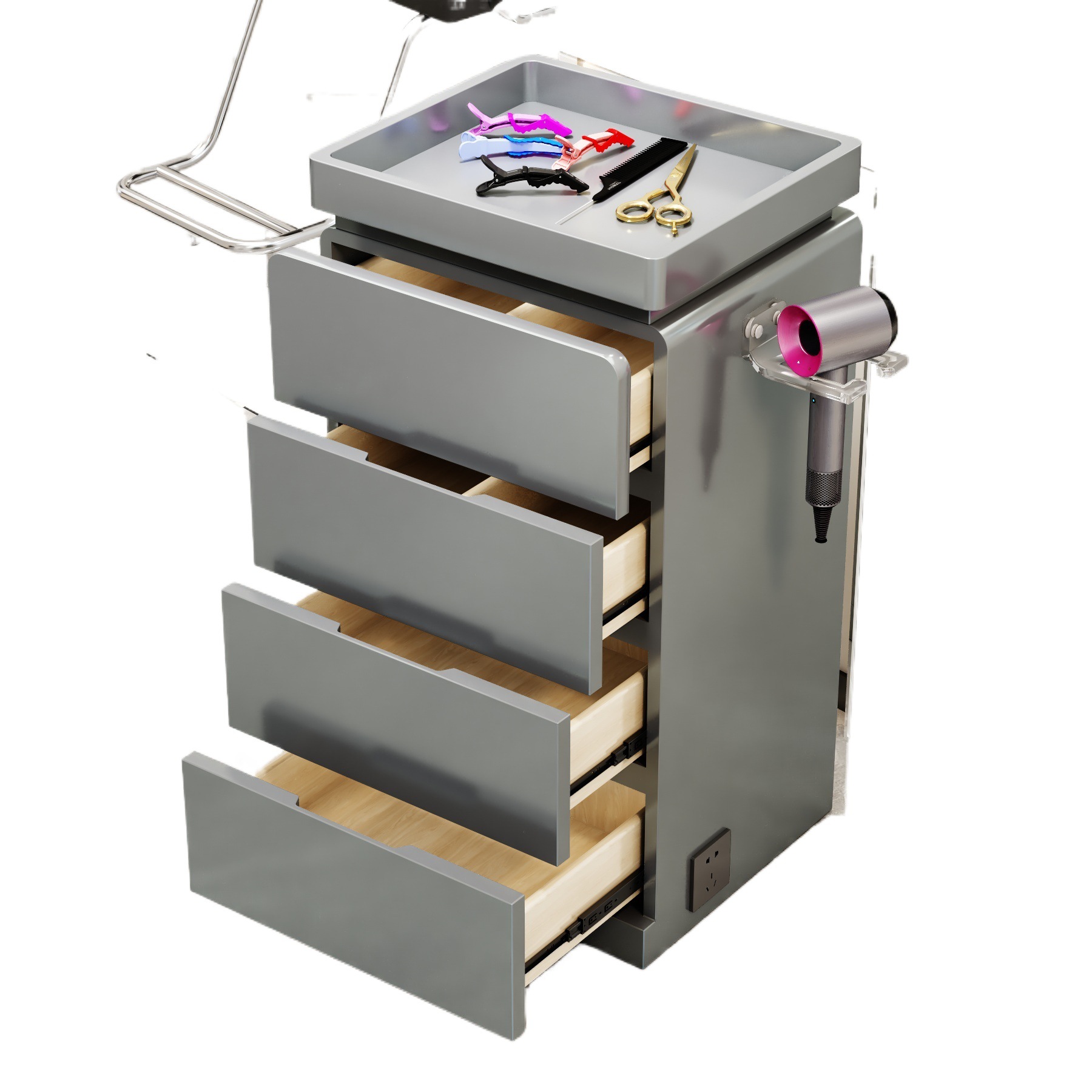 Nuevo gabinete de herramientas de peluquería de alta calidad gabinete de salón de peluquería carro móvil sin instalación móvil gabinete de herramientas de almacenamiento de madera sólida