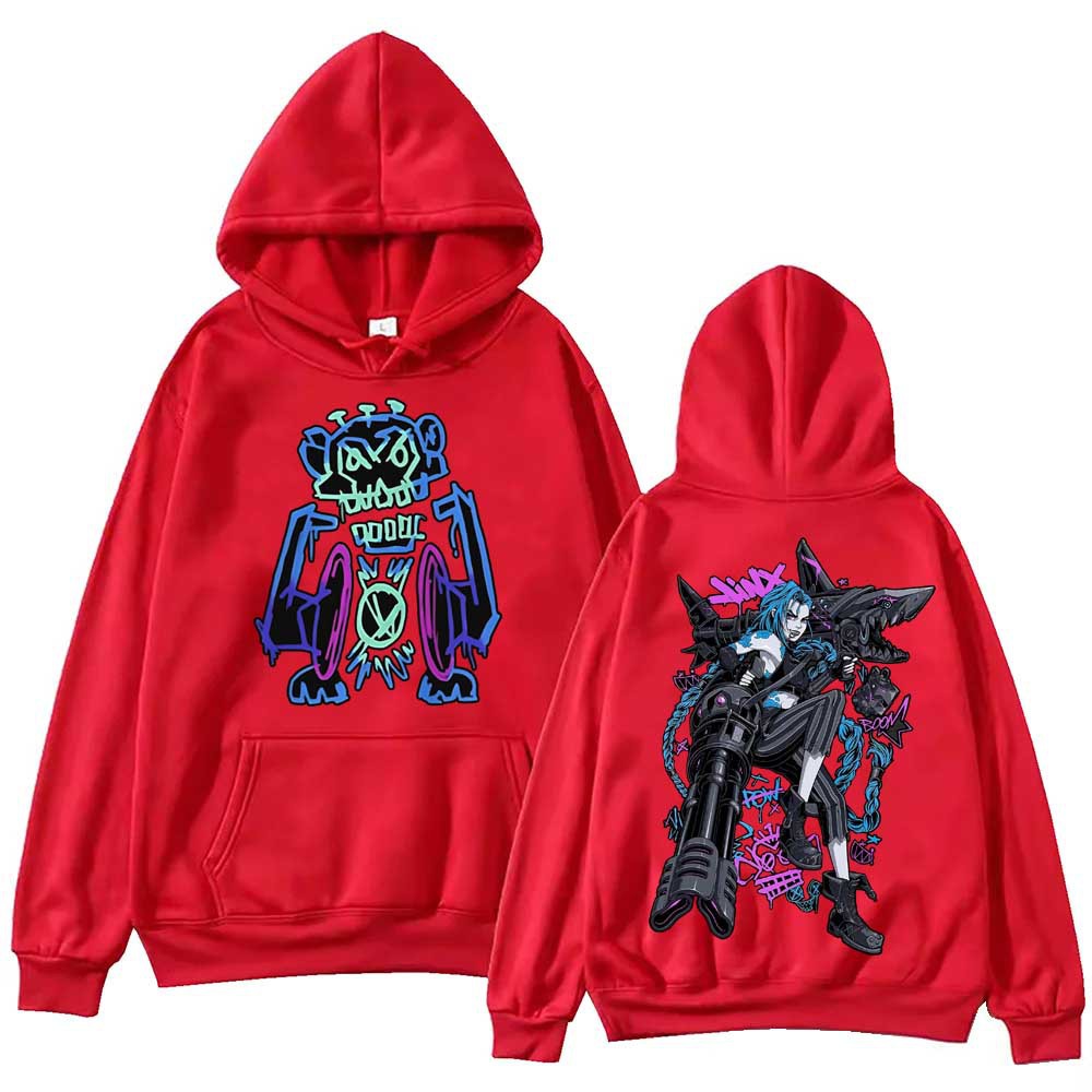 Arcane Jinx Graffiti Hoodie Harajuku Hip Hop Pullover Tops
