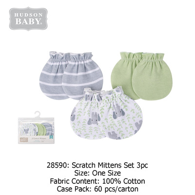 Детские перчатки против захватывающих перчаток Hudson Baby Cotton Gloves 3pc Mitten Scratch